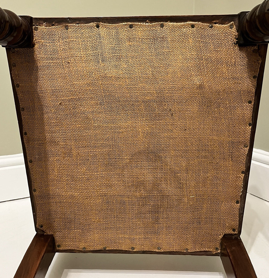 Victorian Mahogany Bedroom Chair Turned Legs Upholstered Seat 92cm High