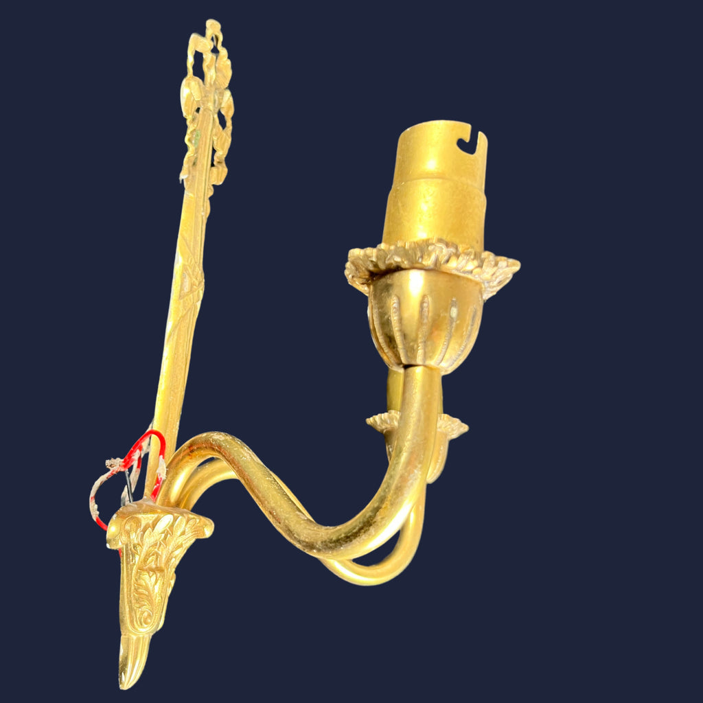 6x Vintage Art Nouveau Style Twin Arm Wall Sconces Brass Effect Wall Lights