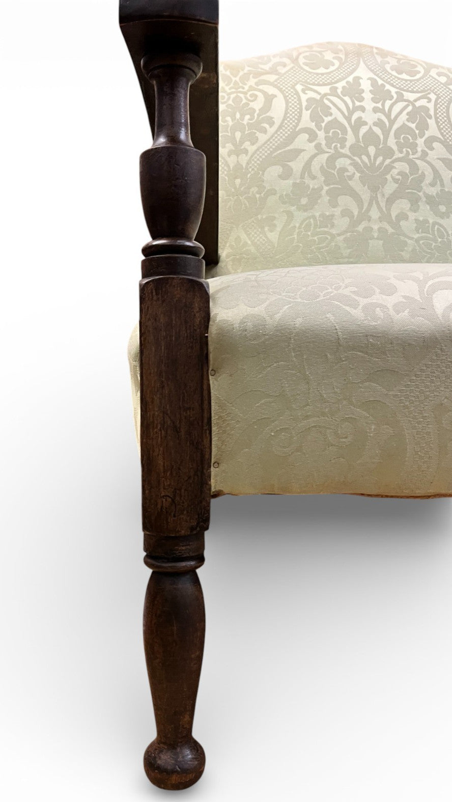 Vintage Upholstered Armchair Low Occasional Chair Bedroom Accent Seat Damask