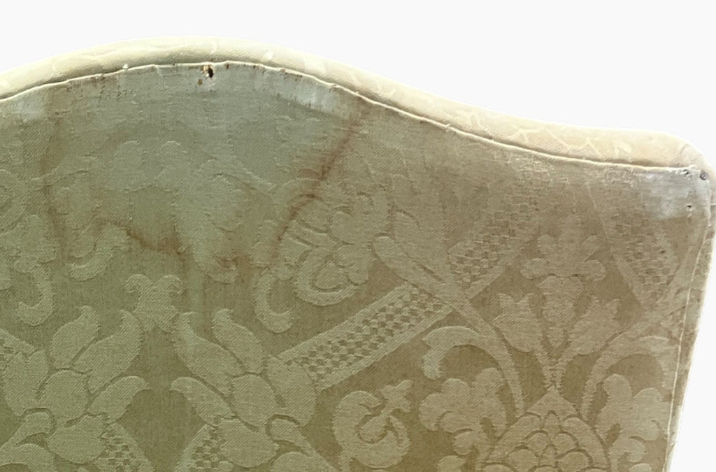 Vintage Upholstered Armchair Low Occasional Chair Bedroom Accent Seat Damask