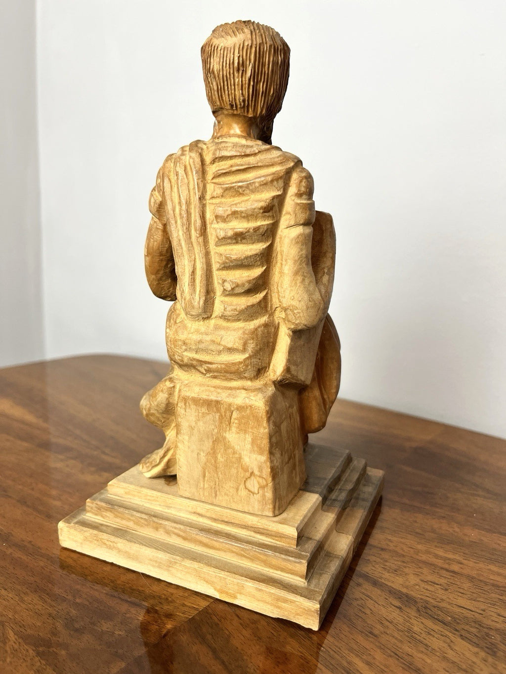 Vintage Olive Wood Moses Sculpture Figure – Hand Carved Religious Statue