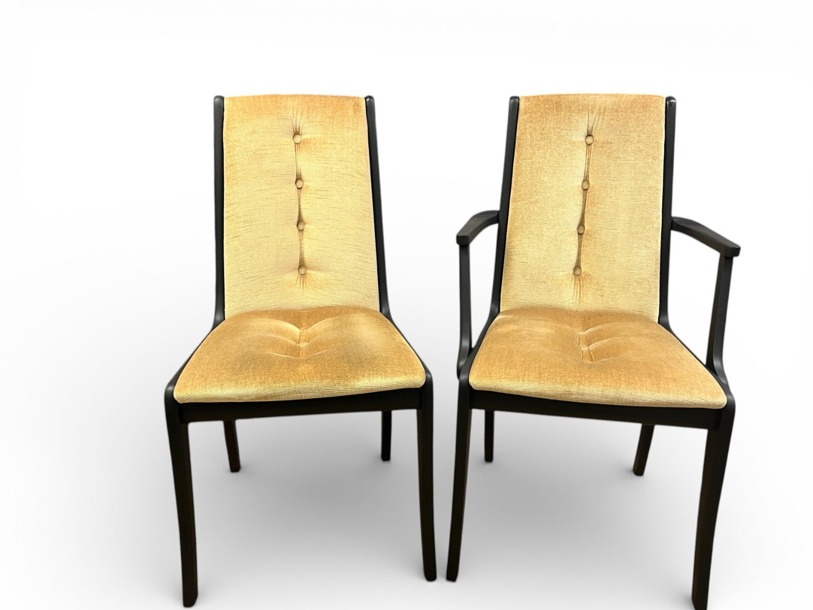 5 Mid Century Dining Chairs Black Painted Matte Black 1 Carver 4 Side Chairs