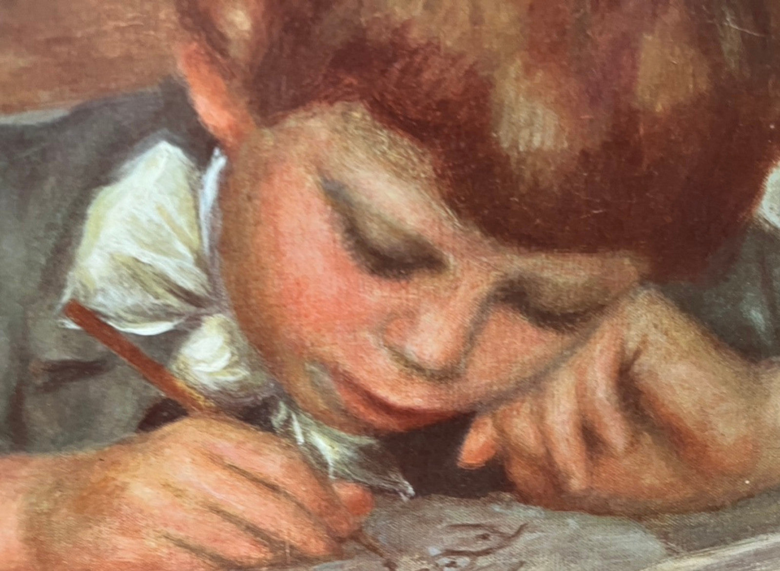 Vintage Renoir “Jean Renoir Drawing” Framed Art Print Boy Drawing Portrait