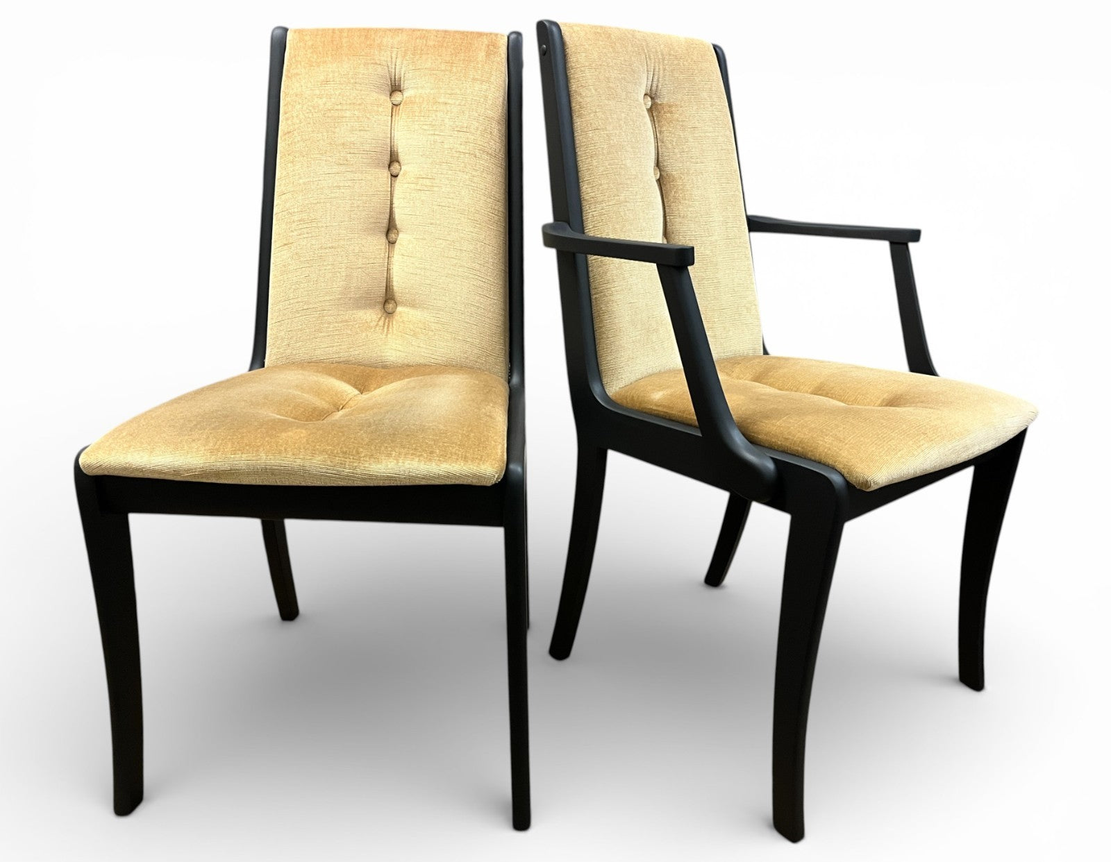 5 Mid Century Dining Chairs Black Painted Matte Black 1 Carver 4 Side Chairs