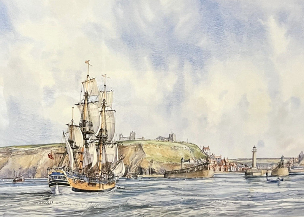 Whitby Endeavour “Coming Home” Maritime Framed Print – Nautical Coastal Wall Art