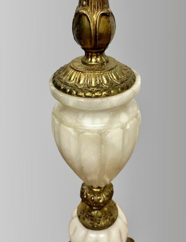 Vintage onyx marble gold brass table lamp H 38 x base 12cm for restoration