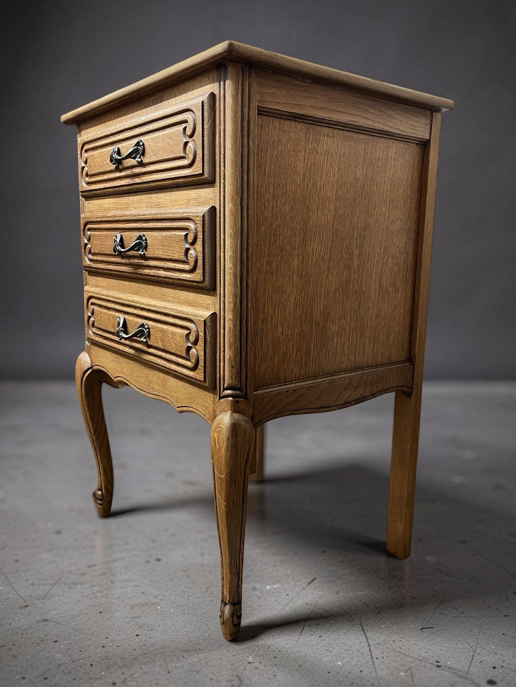 Vintage Oak Cabinet 3 Drawer Chest French Style 70cm