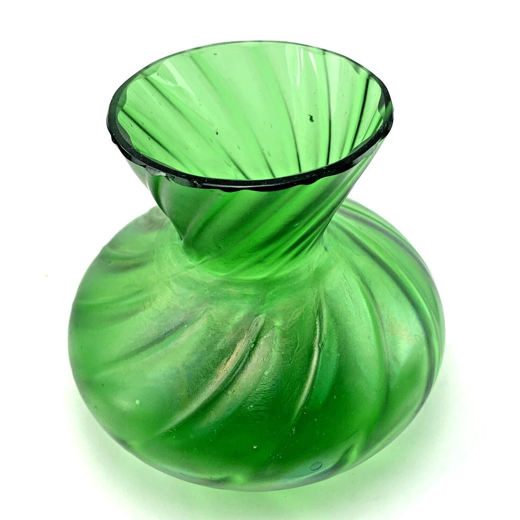 Antique Green Glass Vase Art Nouveau Art Glass Lustre Finish c1900