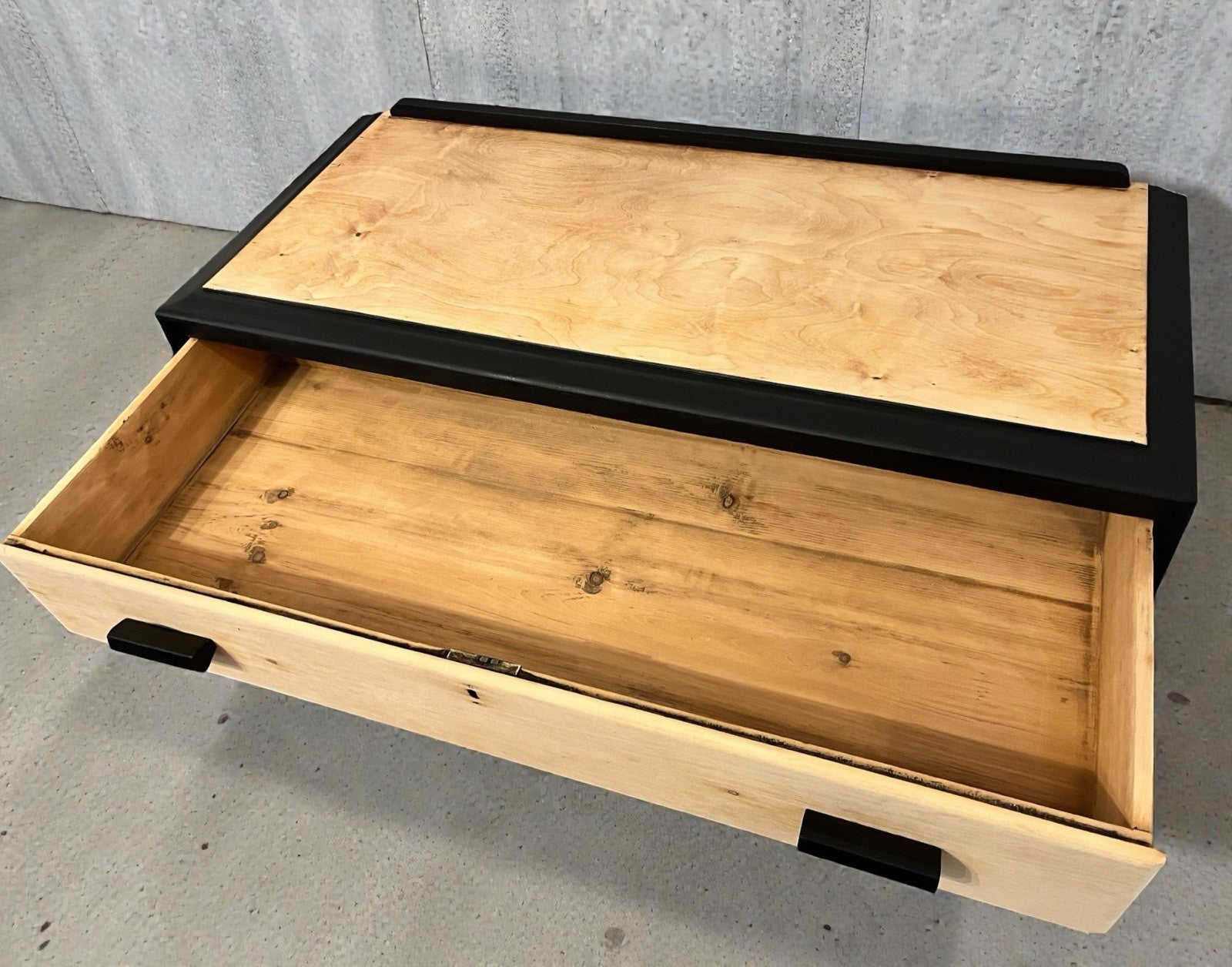 Modern Rustic Chest of Drawers Black & Natural Wood Farmhouse Style, Edwardian