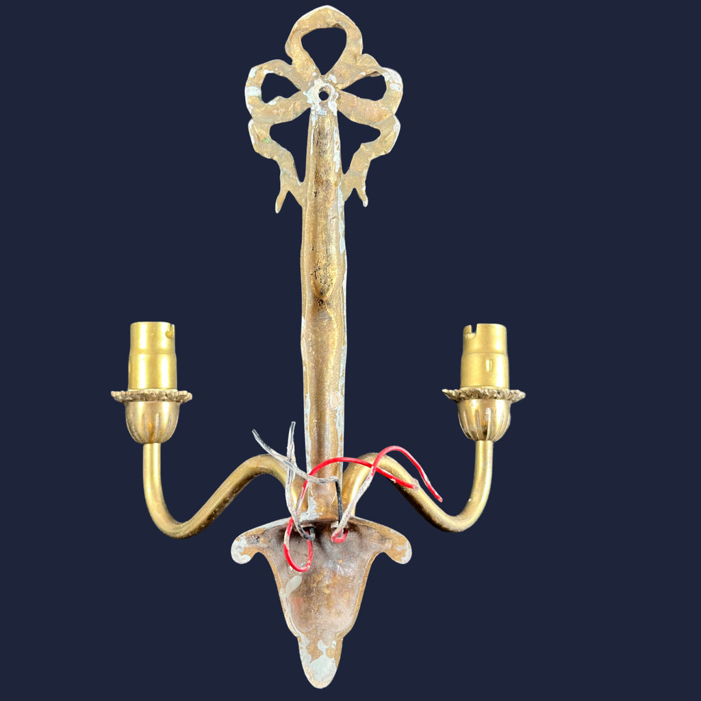 6x Vintage Art Nouveau Style Twin Arm Wall Sconces Brass Effect Wall Lights