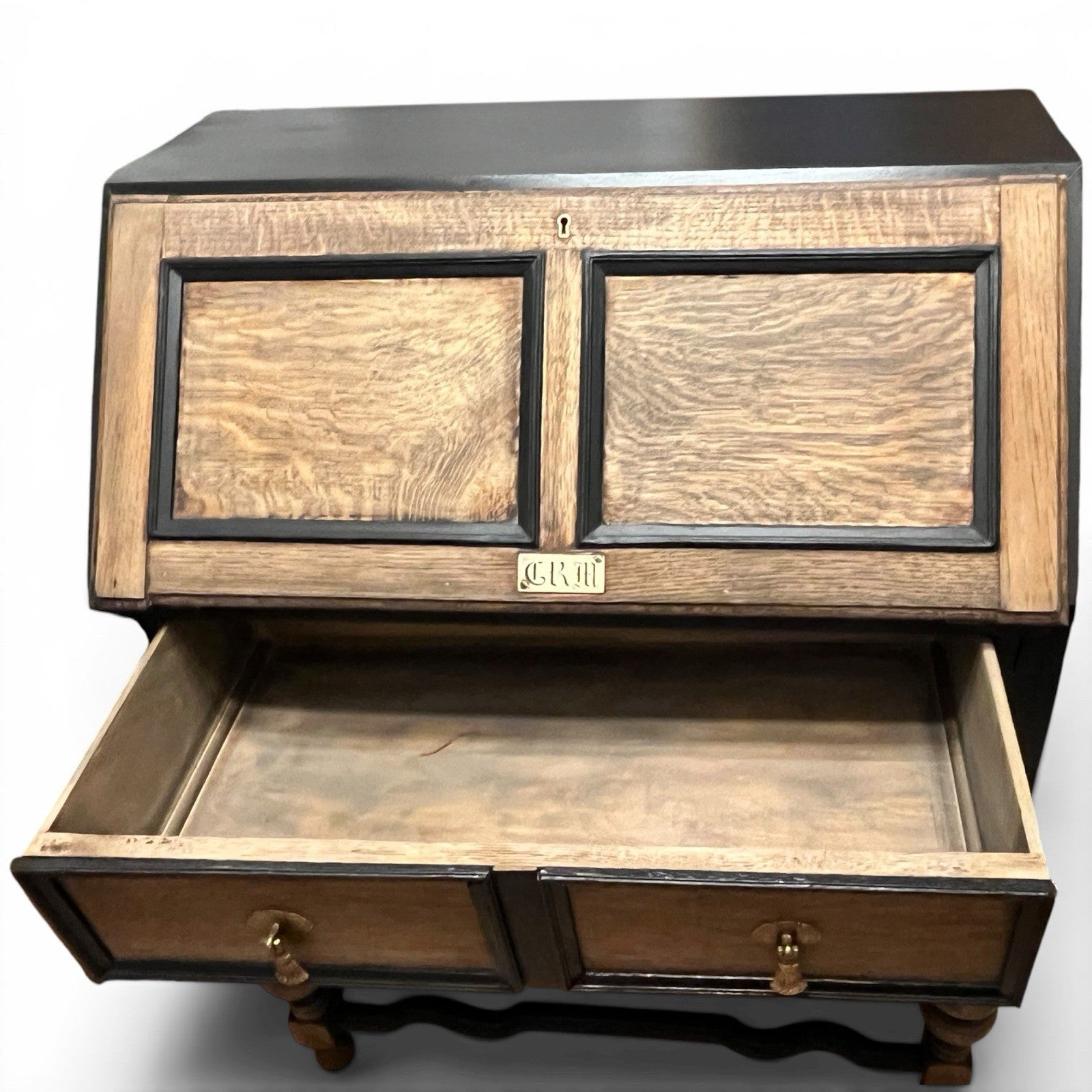 Vintage Oak Bureau Writing Desk / Fall Front Bureau / Refinished Storage Cabinet