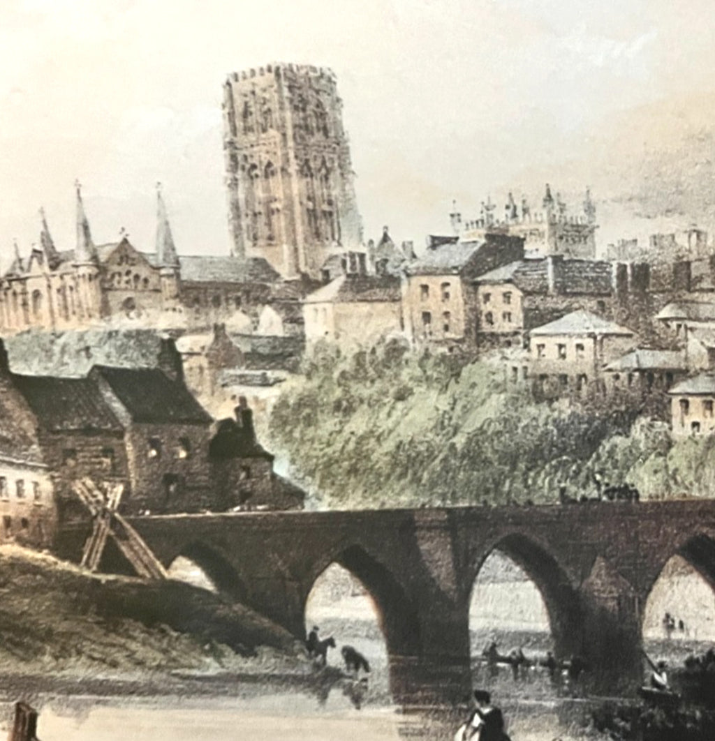 Framed Elvet Bridge Durham Print – Gilt Frame River Wear Cathedral View 48x40cm