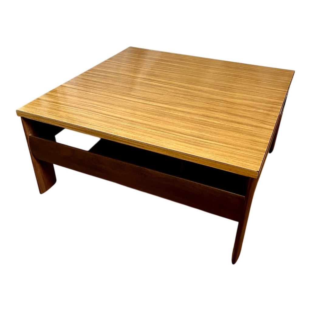 Mid Century Square Coffee Table 79cm – Danish Style Vintage Wood & Formica