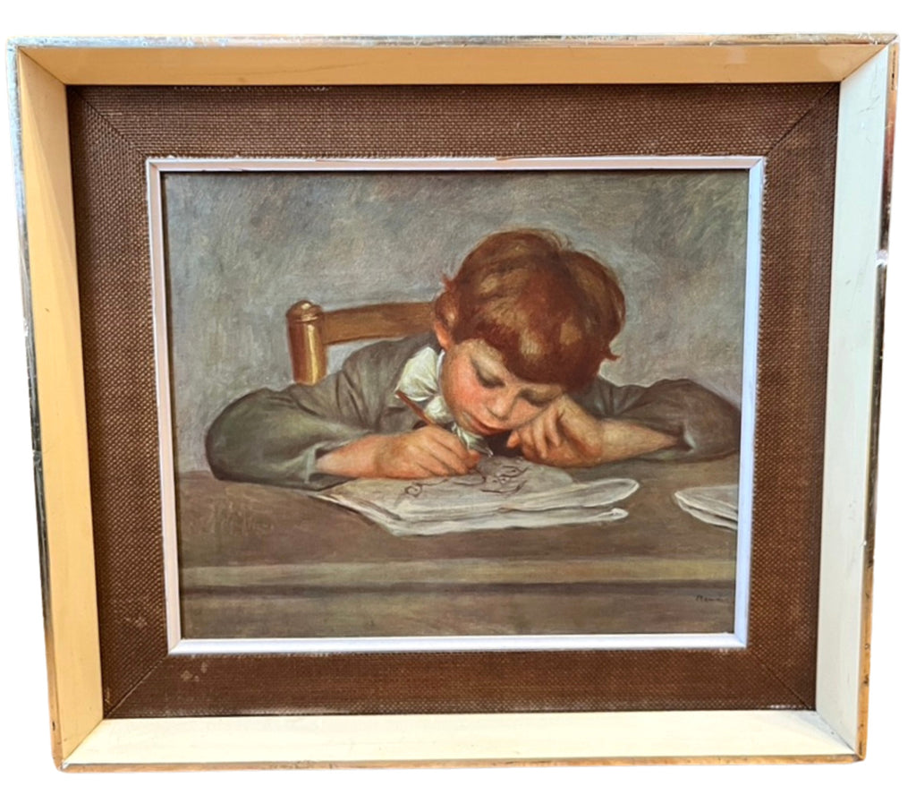 Vintage Renoir “Jean Renoir Drawing” Framed Art Print Boy Drawing Portrait