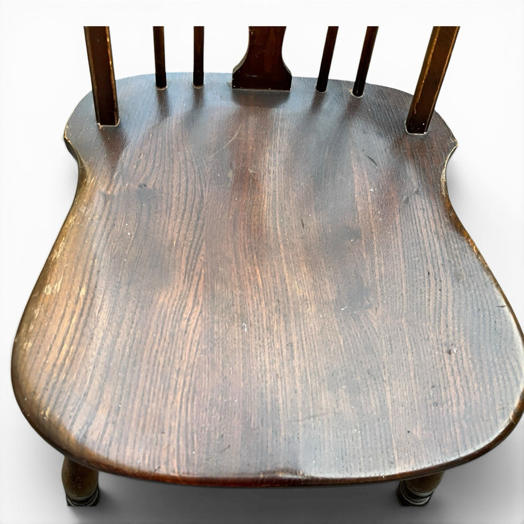 Vintage Set of Four Dark Oak Wheel Back Chairs
