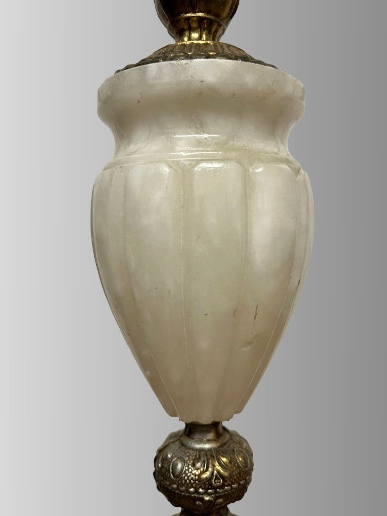 Vintage onyx marble gold brass table lamp H 38 x base 12cm for restoration