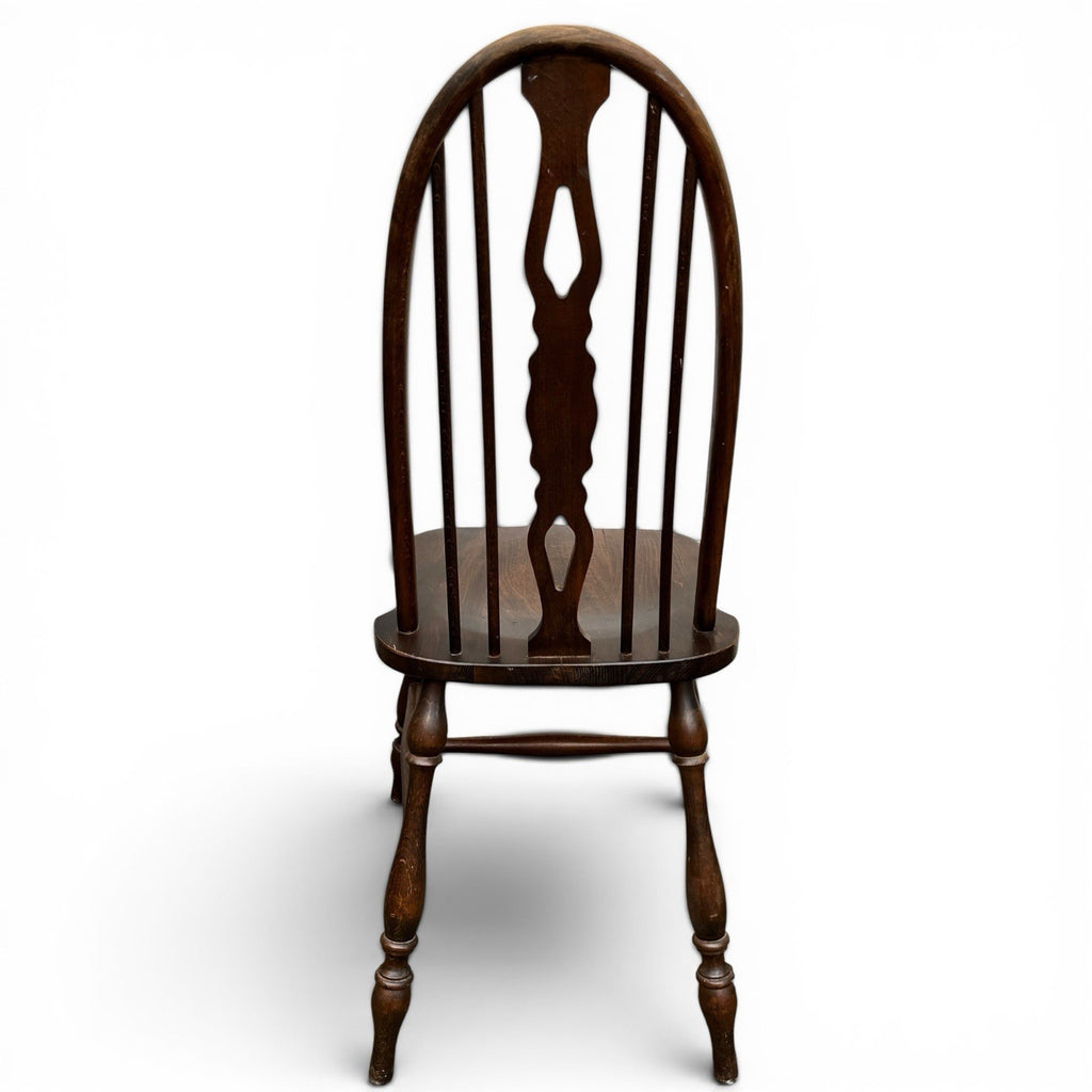 Vintage Set of Four Dark Oak Wheel Back Chairs