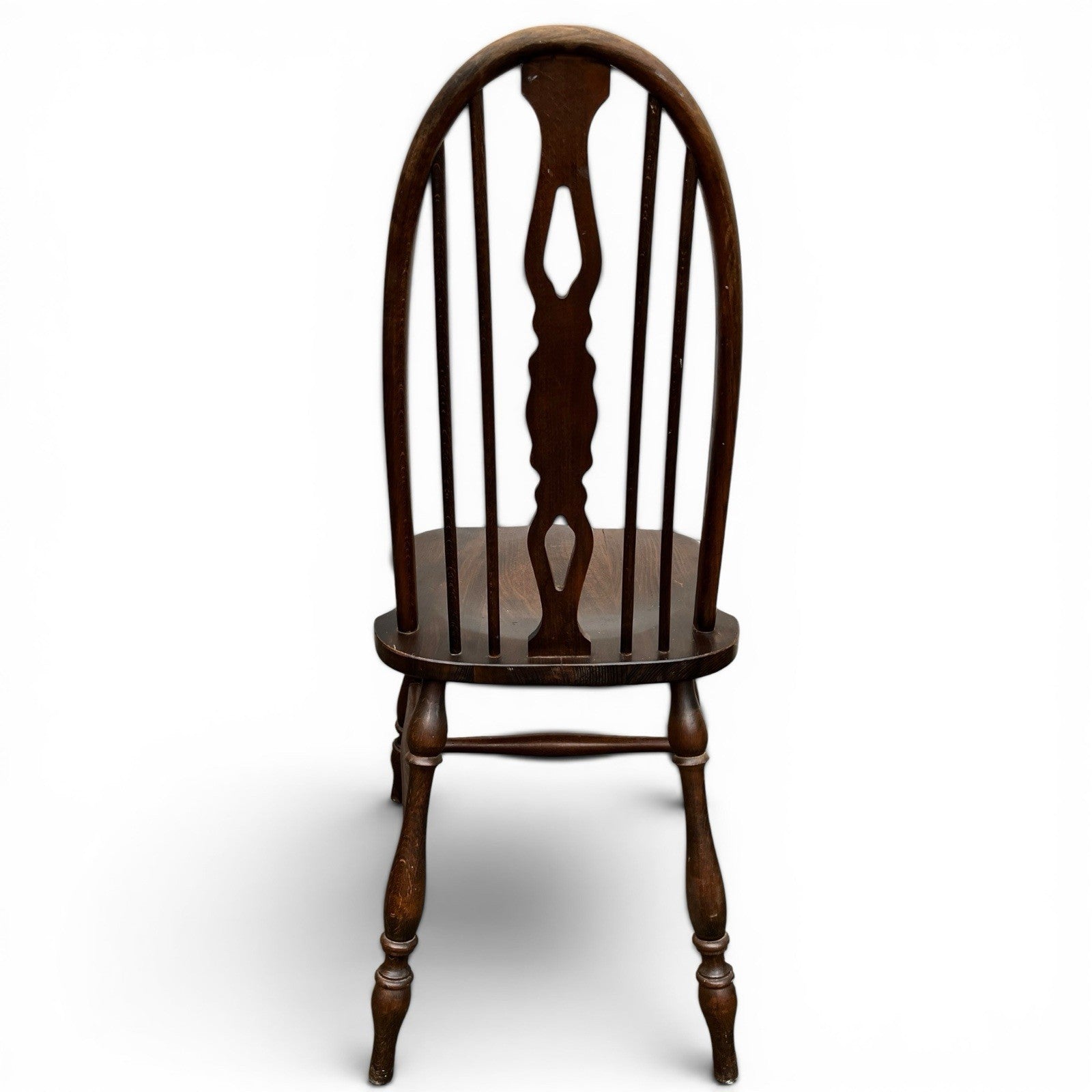 Vintage Set of Four Dark Oak Wheel Back Chairs