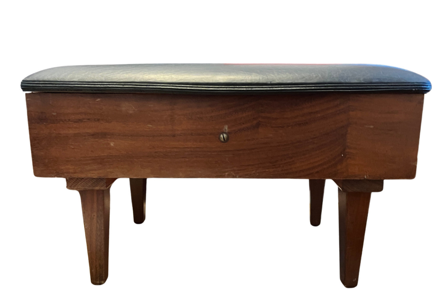 Vintage Wooden Sewing Box Stool / Ottoman With Storage & Full Vintage Contents