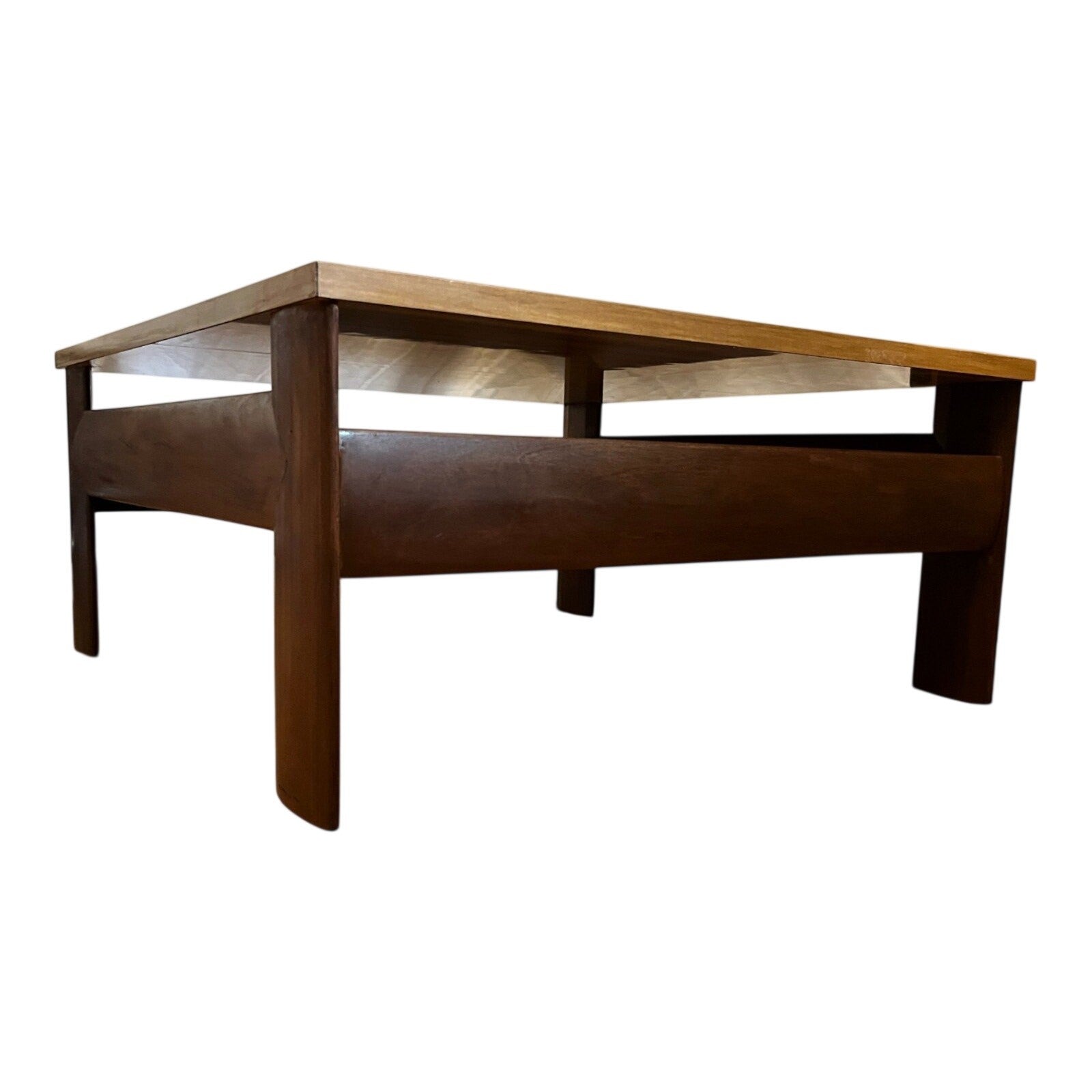 Mid Century Square Coffee Table 79cm – Danish Style Vintage Wood & Formica
