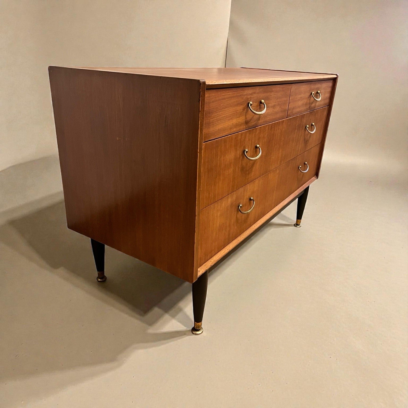 Nathan Mid Century Chest of Drawers Vintage Walnut Lowboy Cabinet Retro 99cm