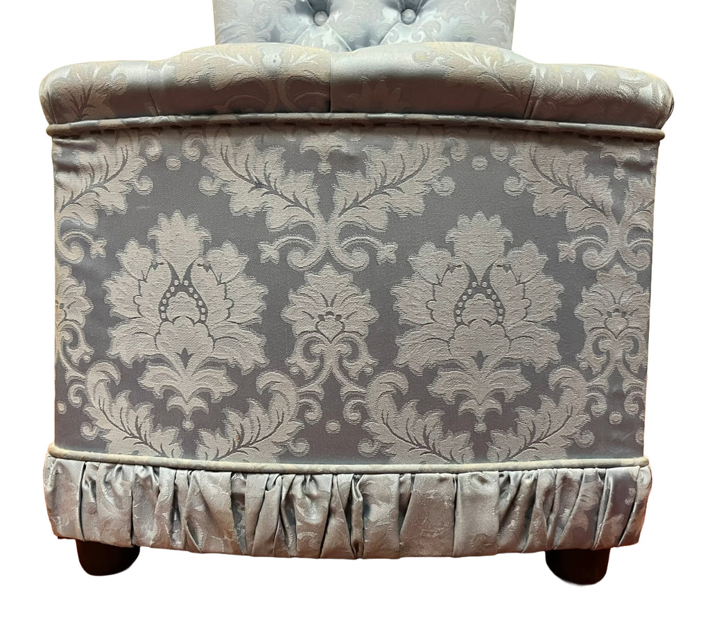 Blue Upholstered Vintage Style Accent Chair Button Back Dressing Chair
