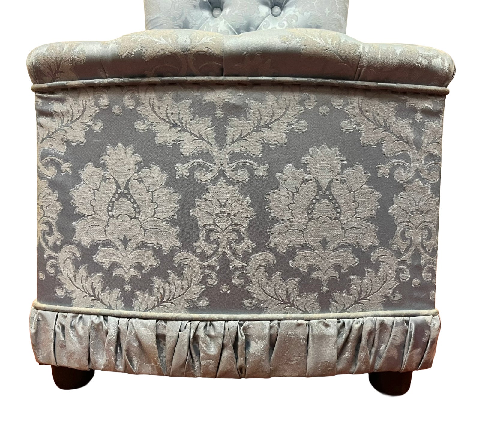 Blue Upholstered Vintage Style Accent Chair Button Back Dressing Chair