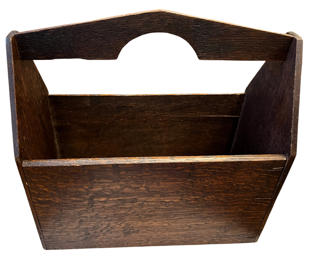 Antique Oak Magazine Rack / Newspaper Holder – Arts & Crafts Style Wooden Storag