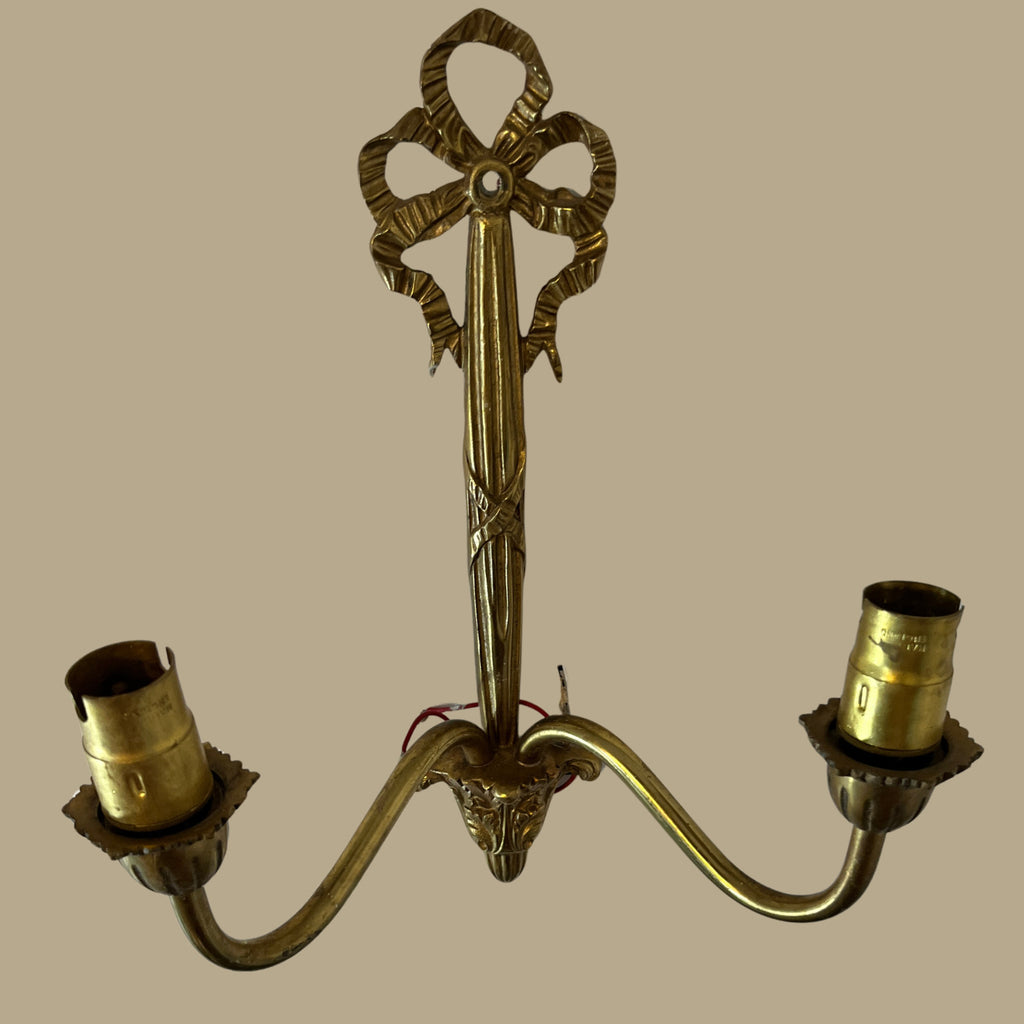 6x Vintage Art Nouveau Style Twin Arm Wall Sconces Brass Effect Wall Lights