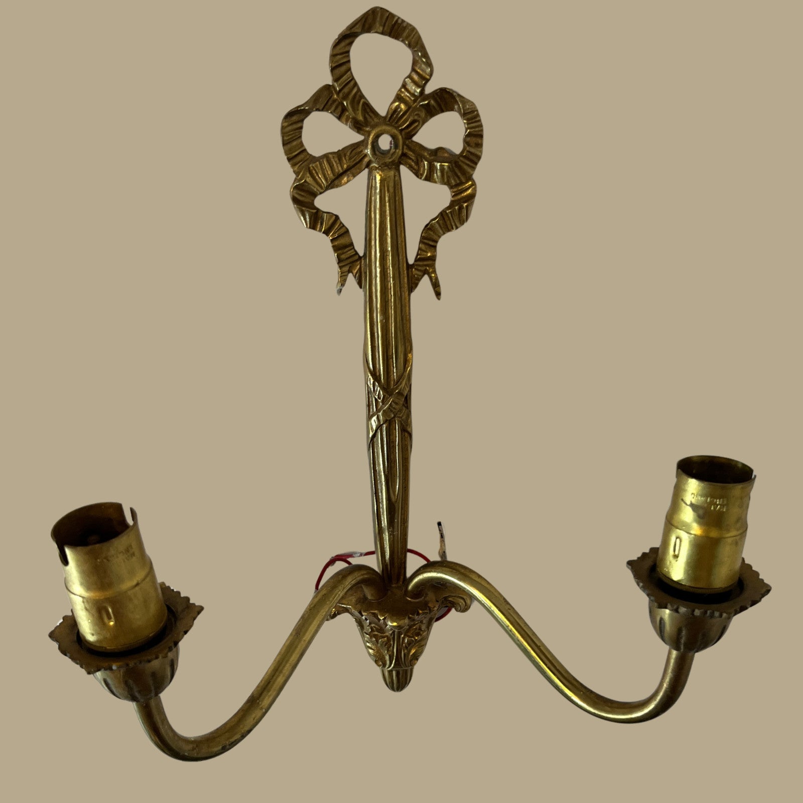 6x Vintage Art Nouveau Style Twin Arm Wall Sconces Brass Effect Wall Lights