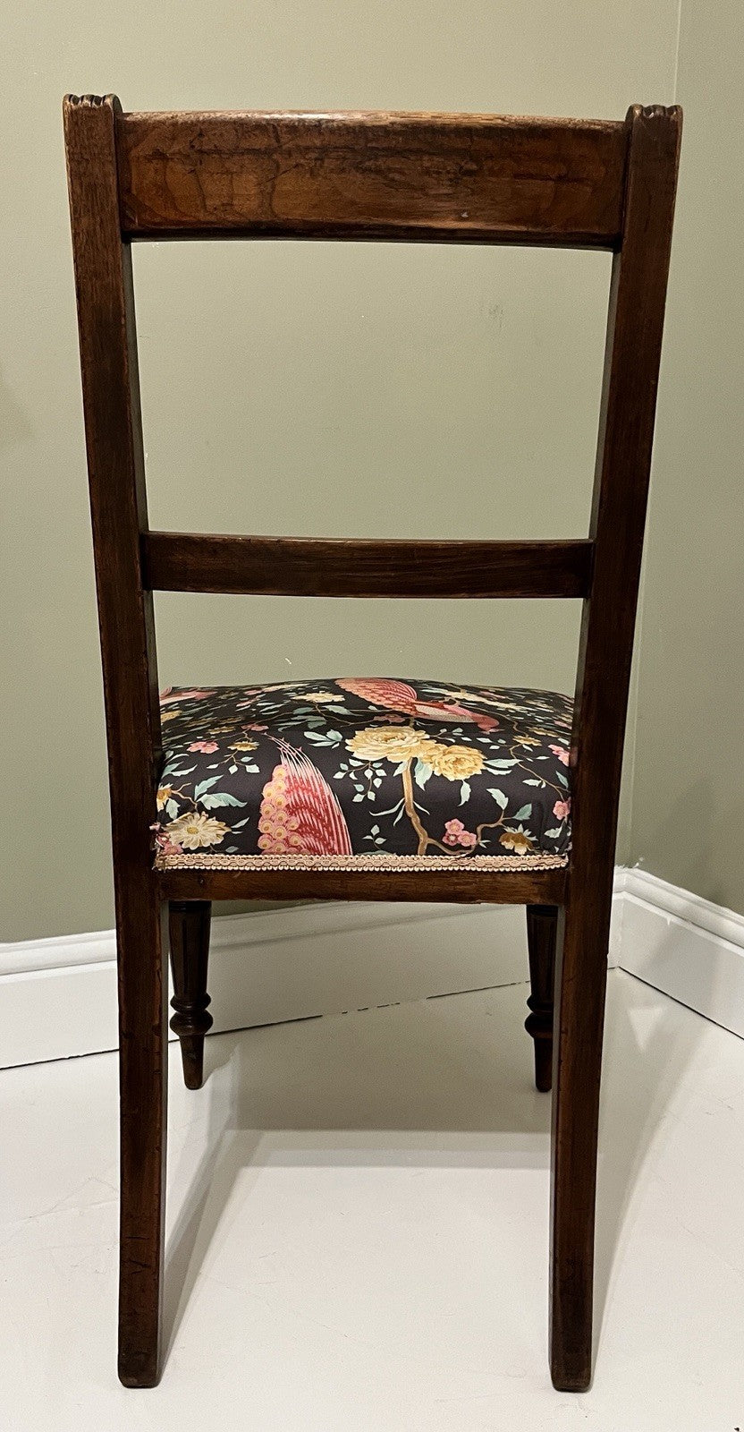 Victorian Mahogany Bedroom Chair Turned Legs Upholstered Seat 92cm High