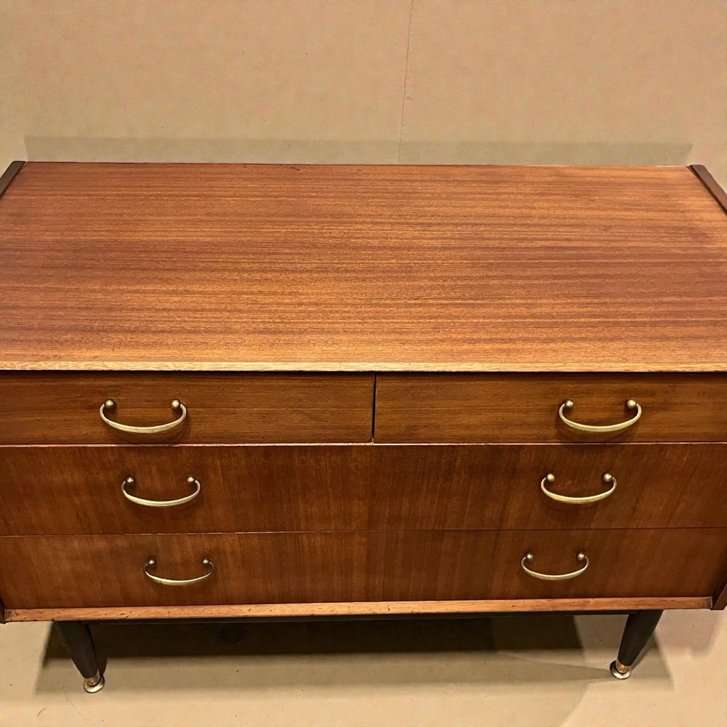 Nathan Mid Century Chest of Drawers Vintage Walnut Lowboy Cabinet Retro 99cm