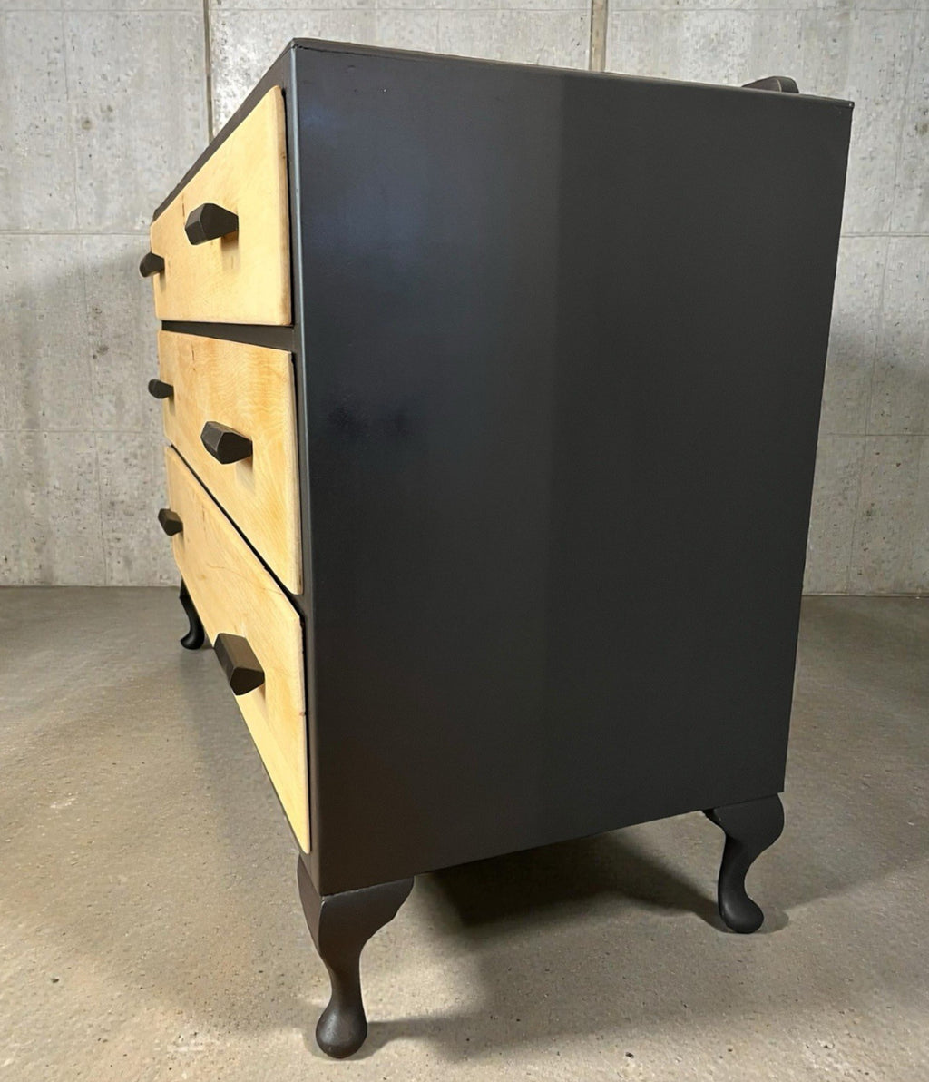 Modern Rustic Chest of Drawers Black & Natural Wood Farmhouse Style, Edwardian