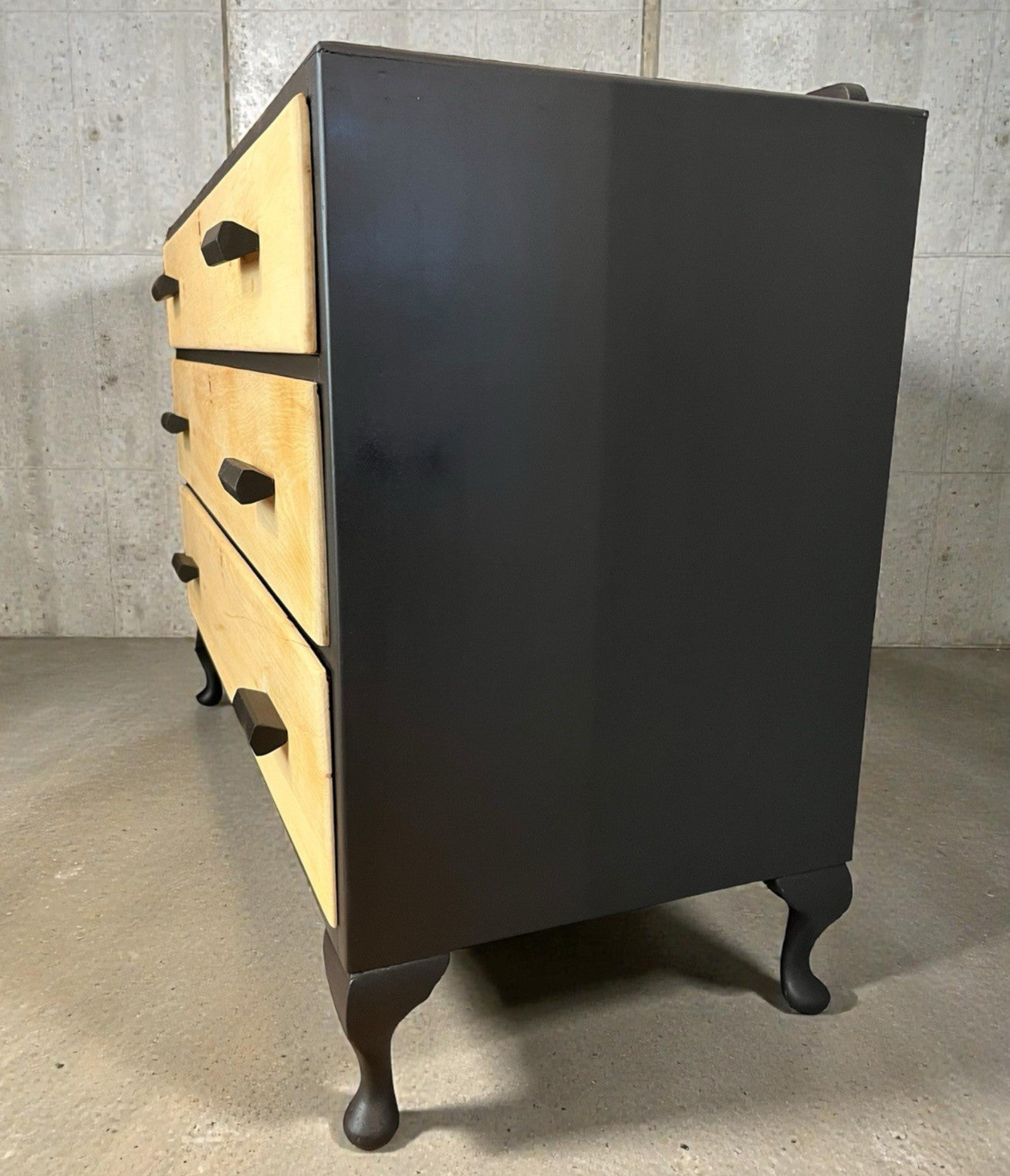 Modern Rustic Chest of Drawers Black & Natural Wood Farmhouse Style, Edwardian