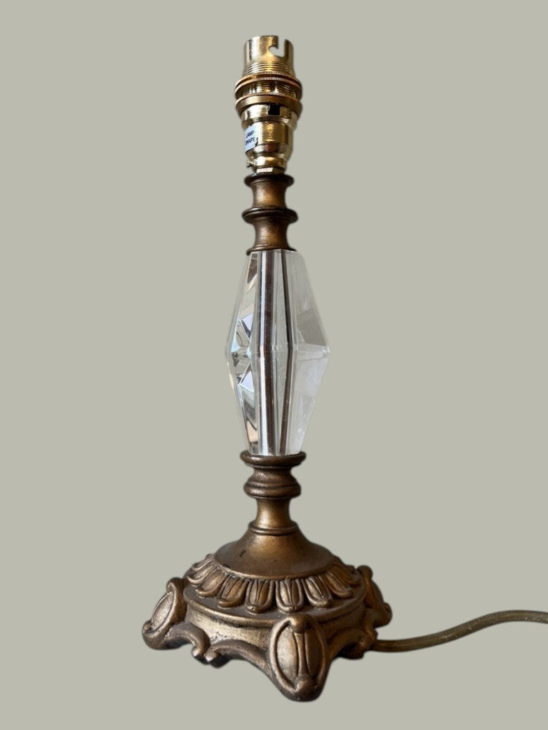 Vintage Style Laura Ashley Lamp with Crystal Stem and Ornate Bronze Base 30x10cm