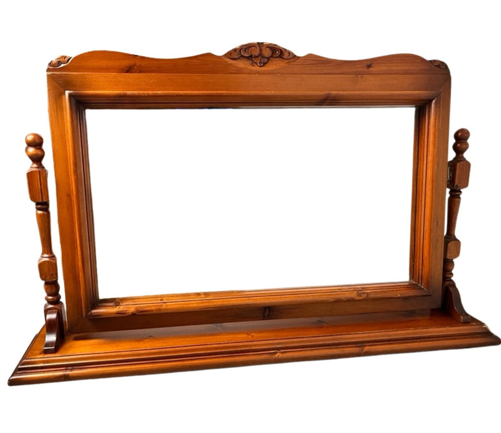 Large Vintage Freestanding Pine Dressing Table Mirror Rustic Farmhouse Country S