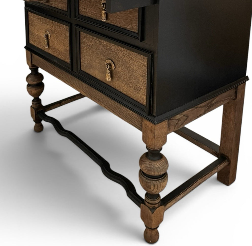 Vintage Oak Bureau Writing Desk / Fall Front Bureau / Refinished Storage Cabinet