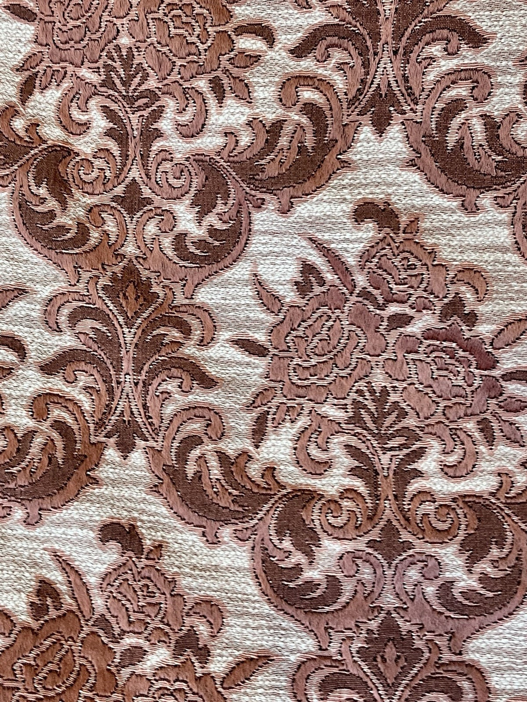 Vintage Pink Damask Curtain Panels W:140cm x D:206cm. 1970s Lightweight VGC