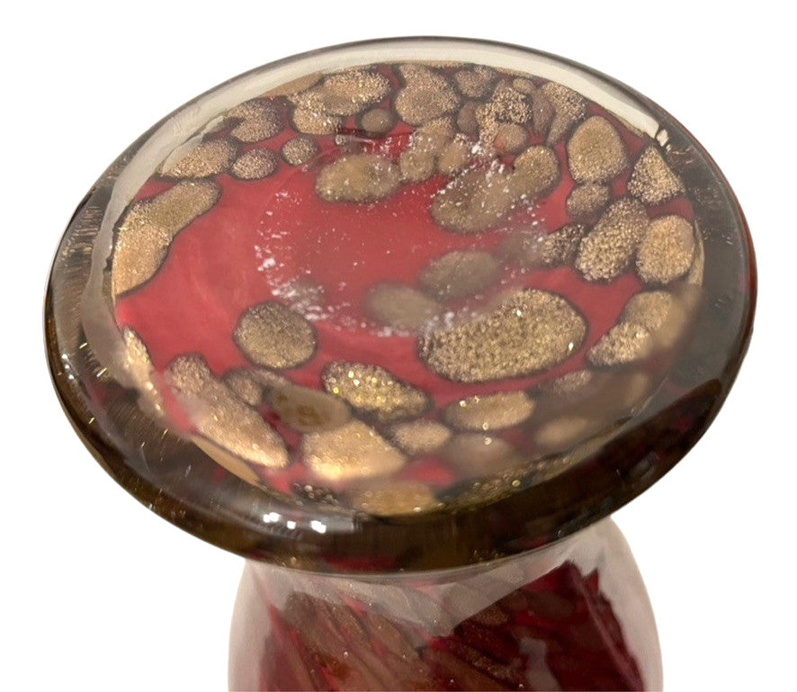 Art Glass Vase Red & Gold Table Vase 28.5cm