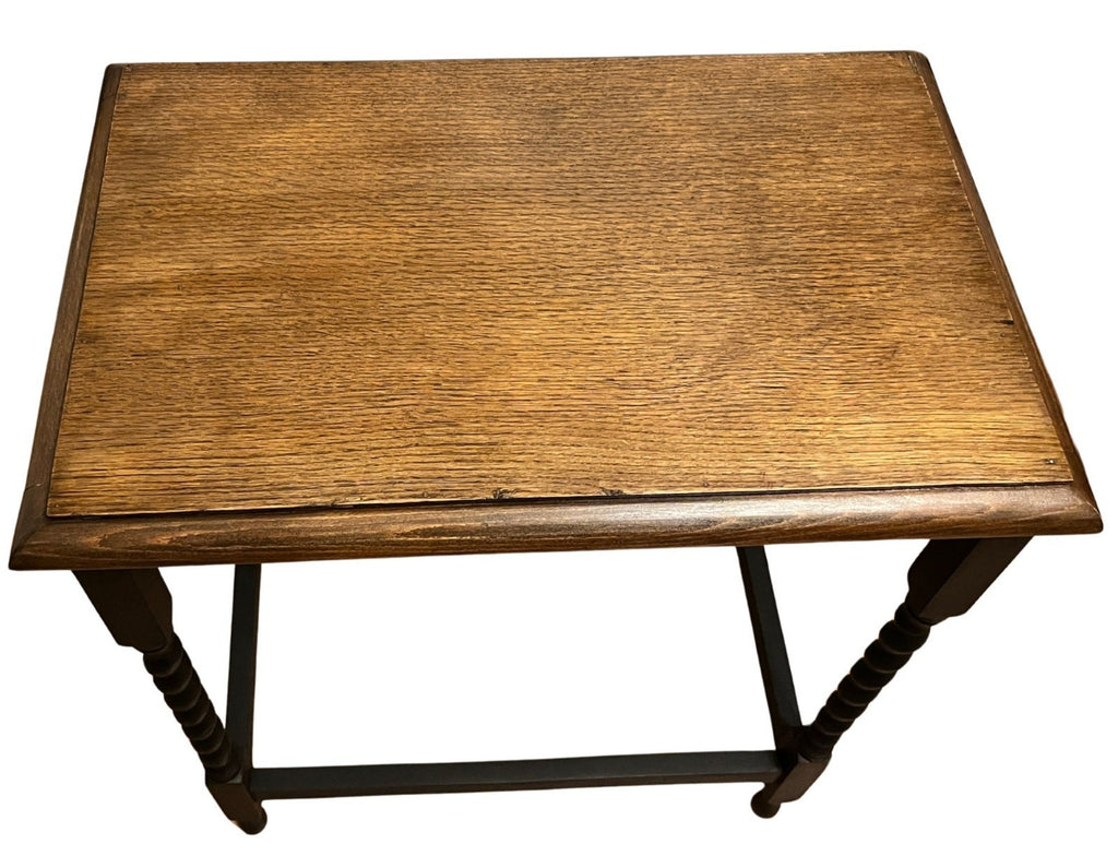 Vintage Barley Twist Side Table Oak Top Painted Base Hall Lamp Table Rustic Wood