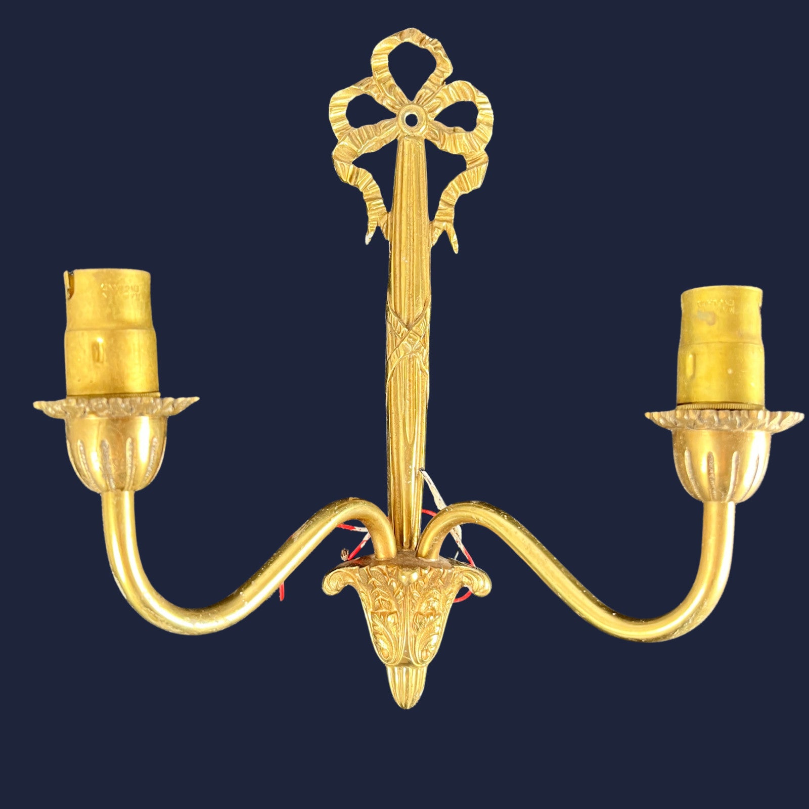 6x Vintage Art Nouveau Style Twin Arm Wall Sconces Brass Effect Wall Lights