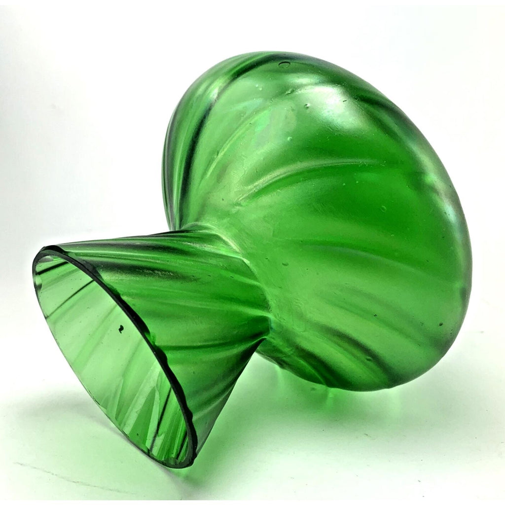 Antique Green Glass Vase Art Nouveau Art Glass Lustre Finish c1900