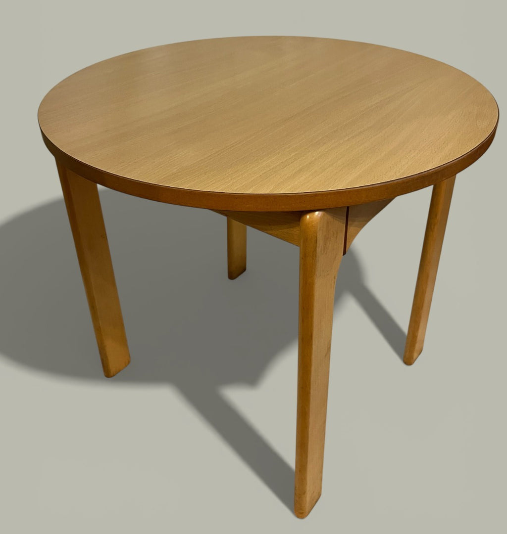 1-2 Vintage Wooden Round Side Table Light Wood Finish 60x54cm Occasional Table