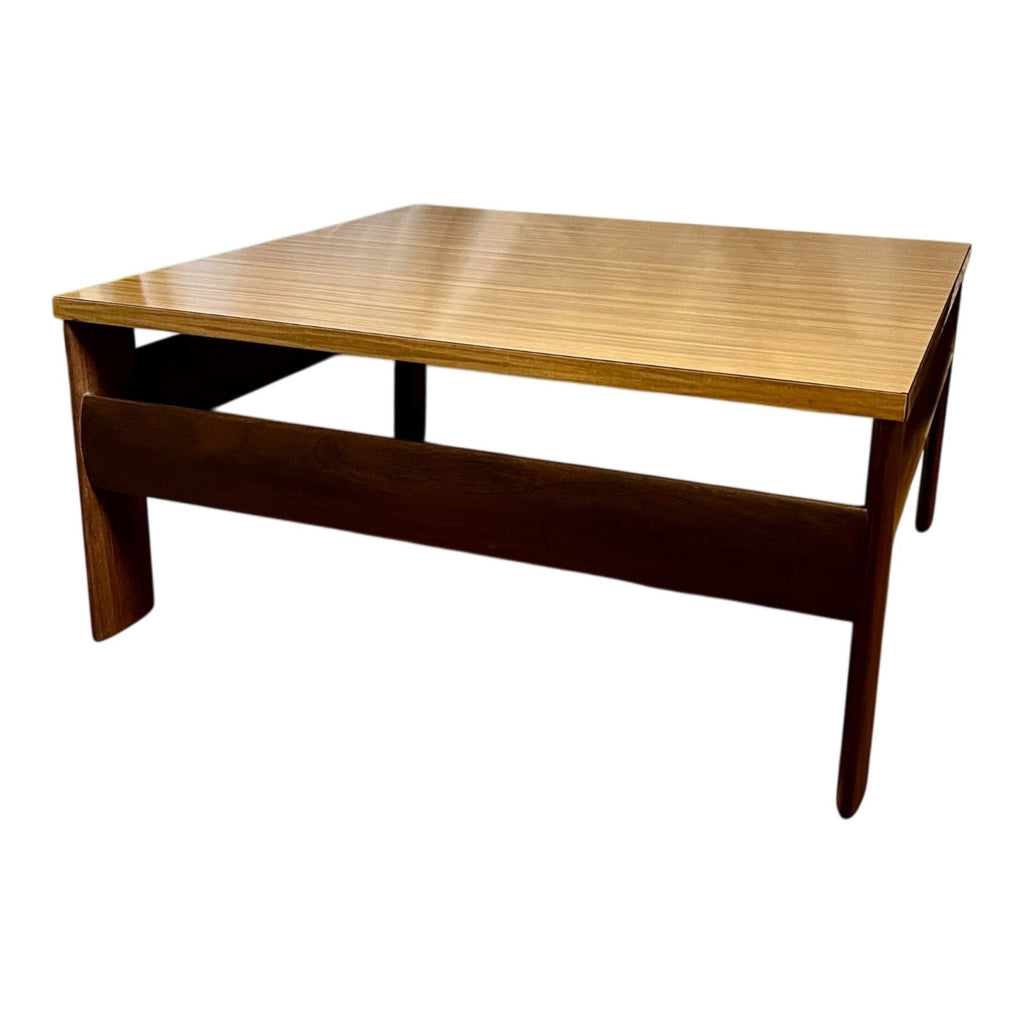 Mid Century Square Coffee Table 79cm – Danish Style Vintage Wood & Formica