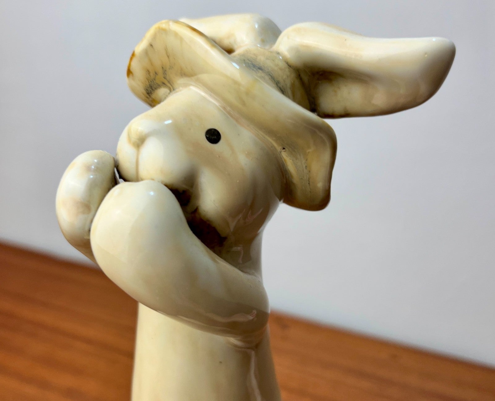Pottery Rabbit Figurine by Kangaroo Pottery. Ceramic Bunny in Hat