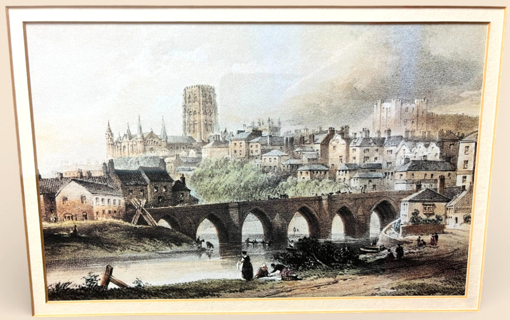 Framed Elvet Bridge Durham Print – Gilt Frame River Wear Cathedral View 48x40cm