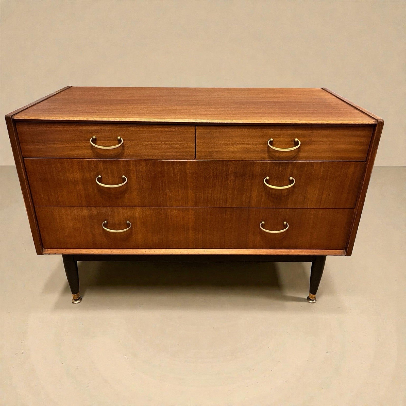 Nathan Mid Century Chest of Drawers Vintage Walnut Lowboy Cabinet Retro 99cm