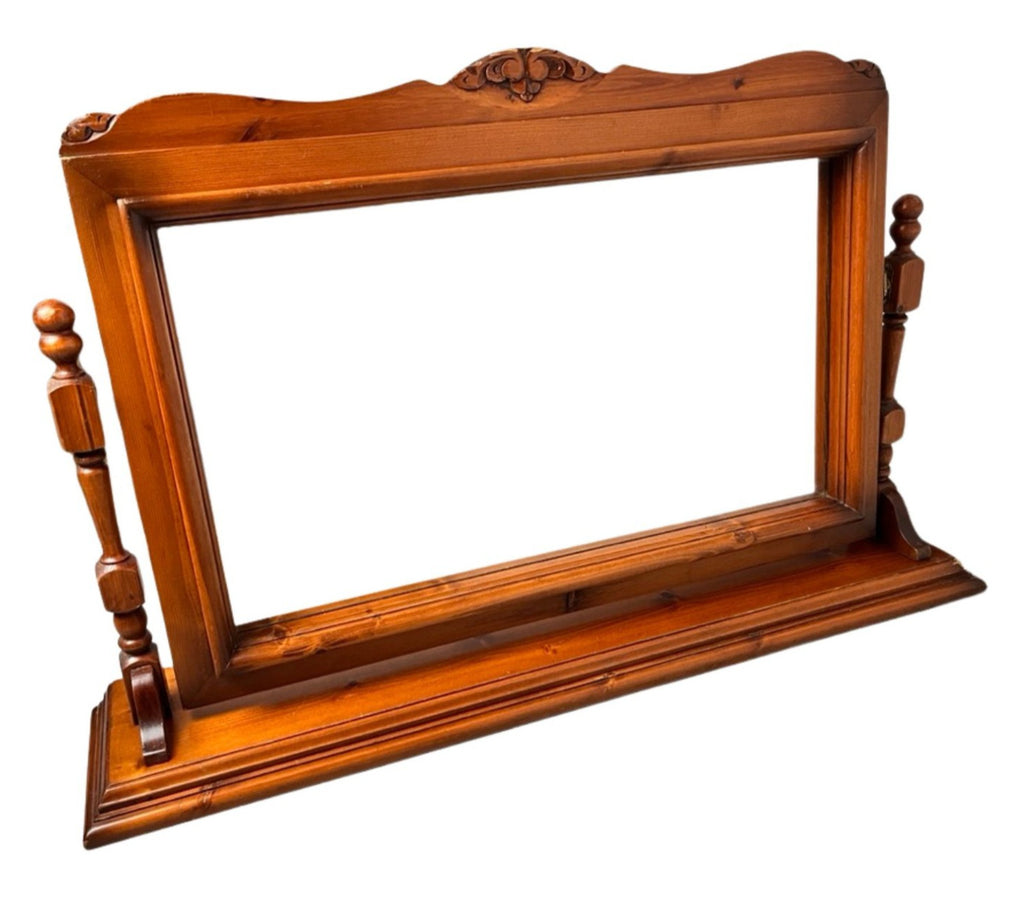 Large Vintage Freestanding Pine Dressing Table Mirror Rustic Farmhouse Country S