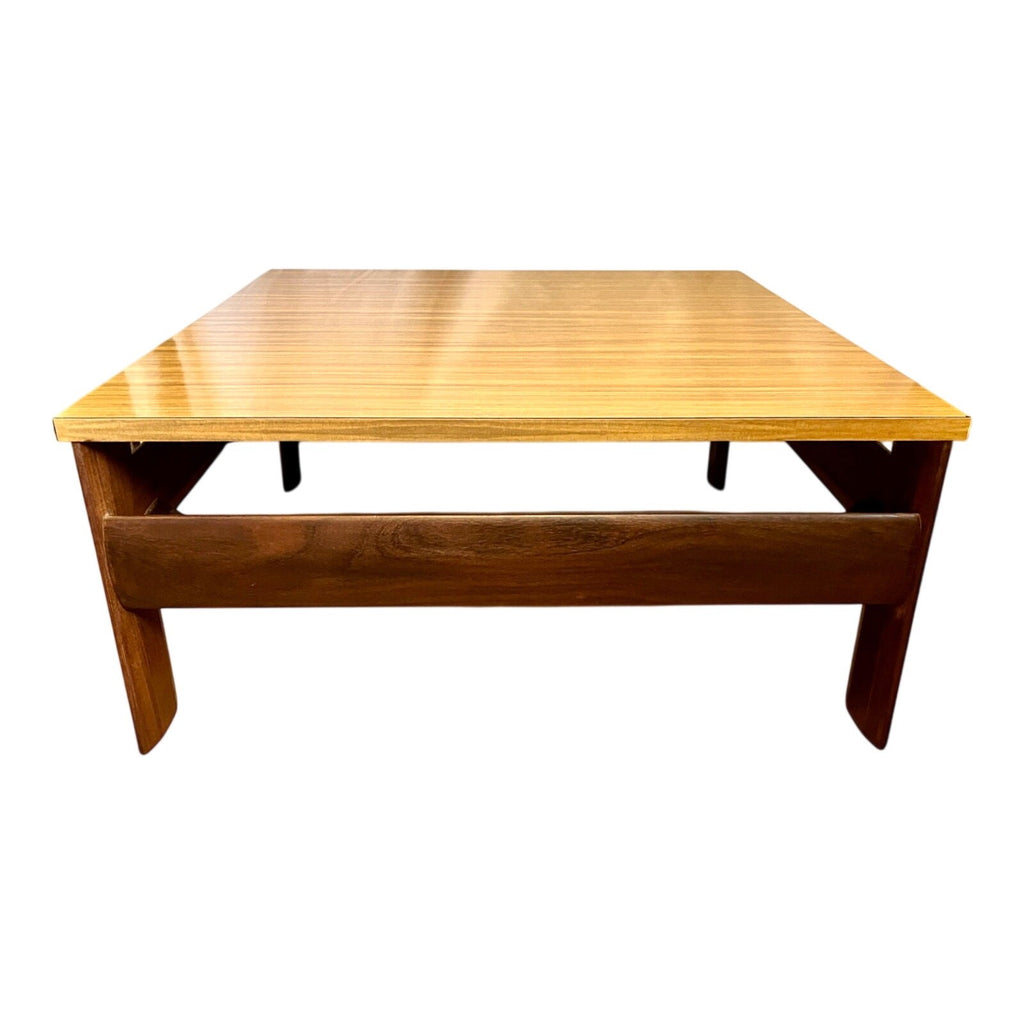 Mid Century Square Coffee Table 79cm – Danish Style Vintage Wood & Formica