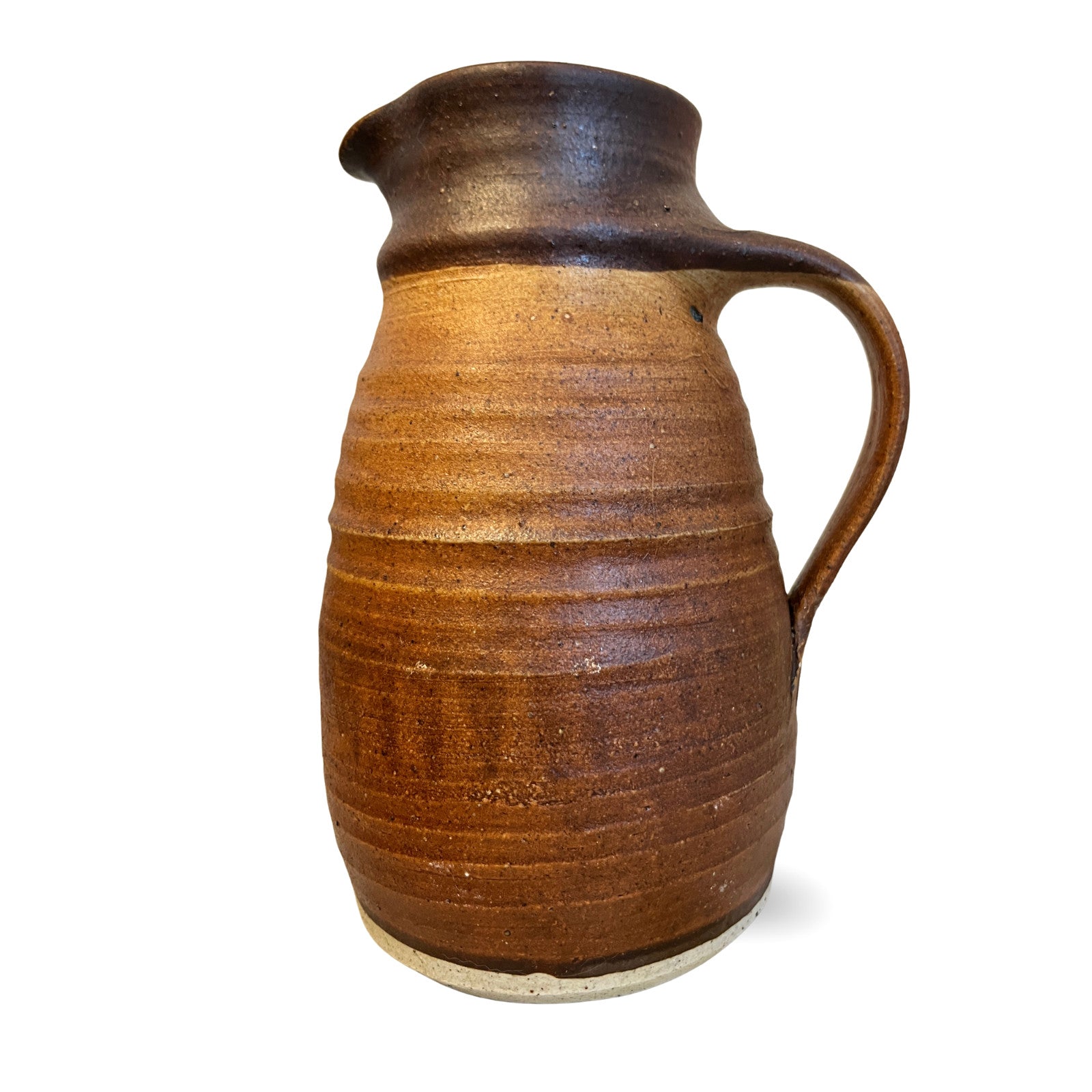 Vintage Studio Pottery Stoneware Jug Pitcher Brown Rustic Handmade Pottery Vase
